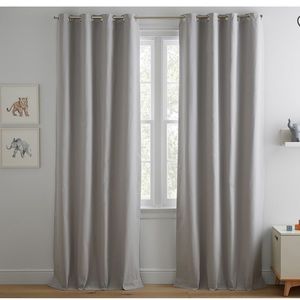 Pottery Barn Kids Quincy Cotton Canvas Grommet Blackout Curtain Panel 54x90 Gray